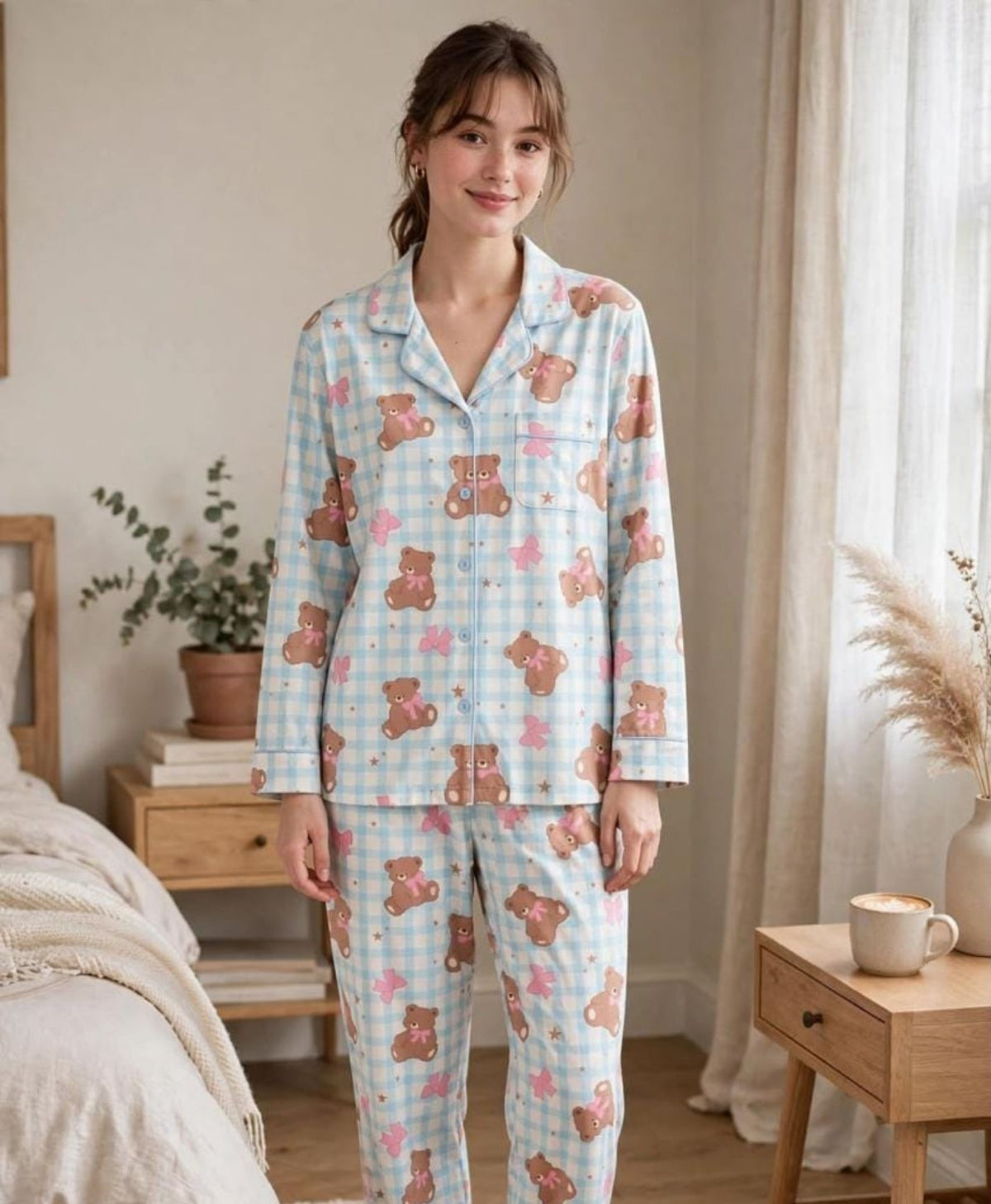 Chequered Bears Pajama Set