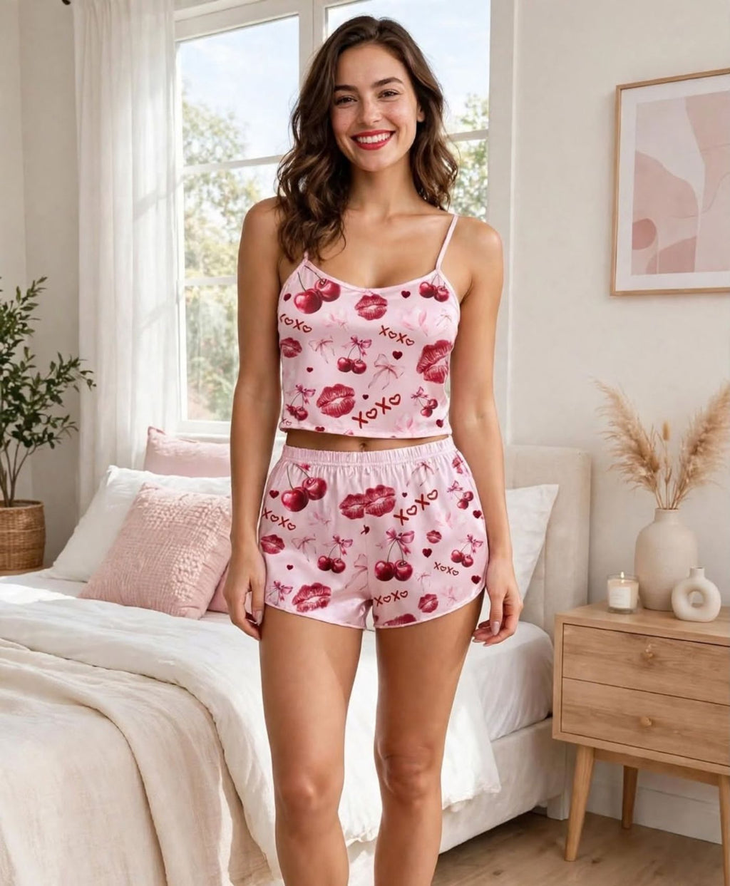 Sweetheart Cherry Tanktop Set with Shorts