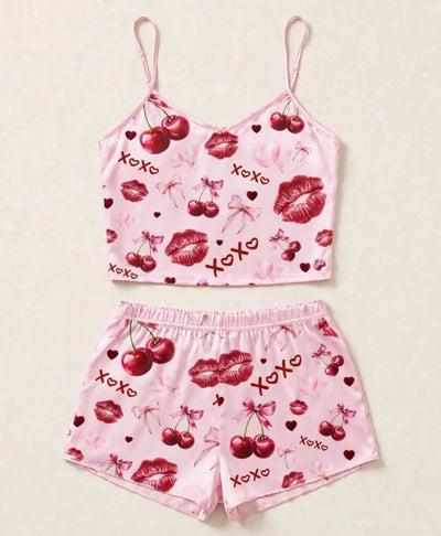Sweetheart Cherry Tanktop Set with Shorts
