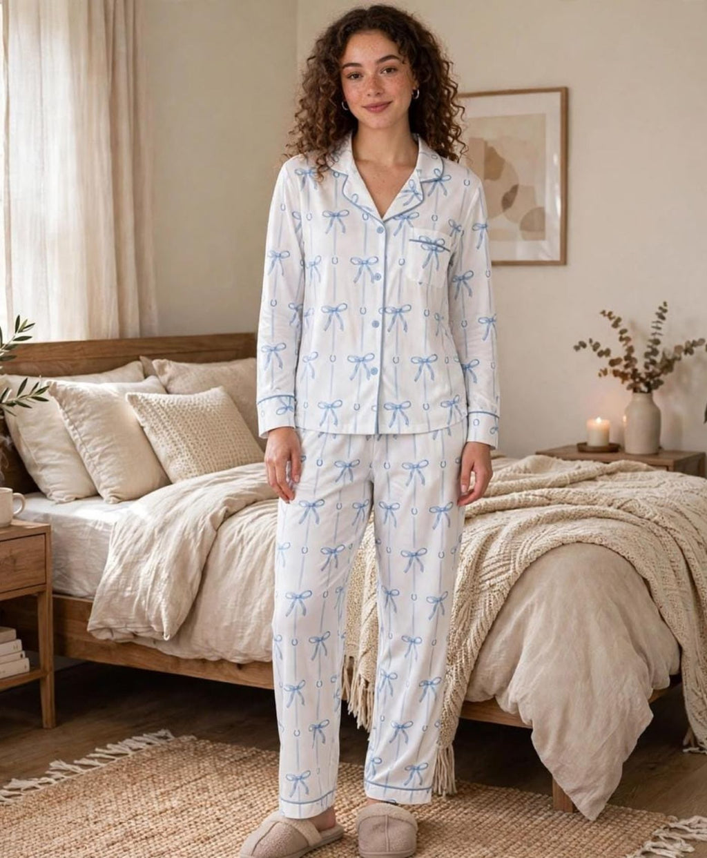 White Ribbons Pajama Set