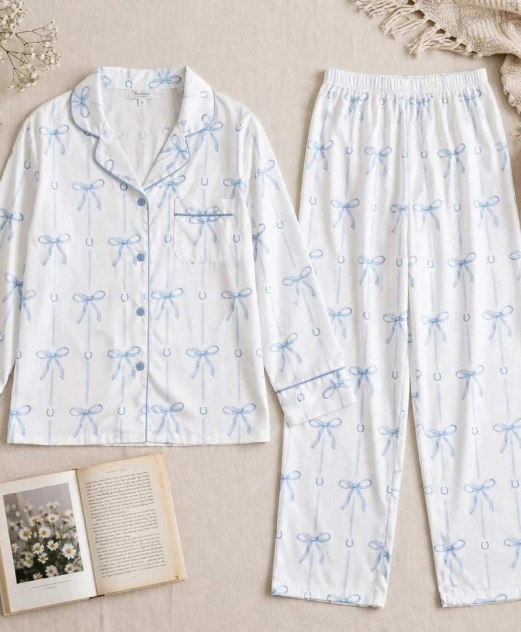 White Ribbons Pajama Set