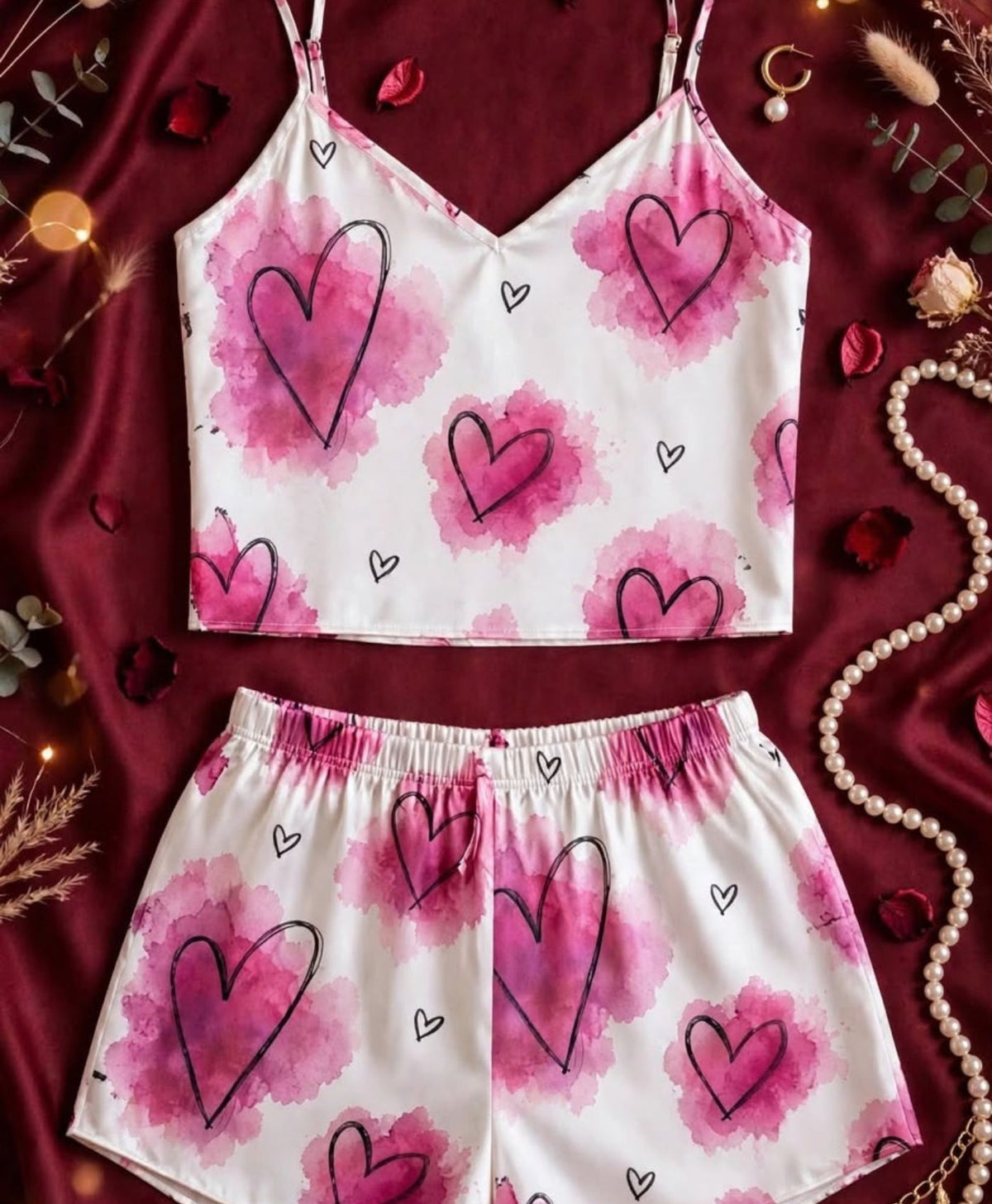 Blush Hearts Tanktop Set with Shorts