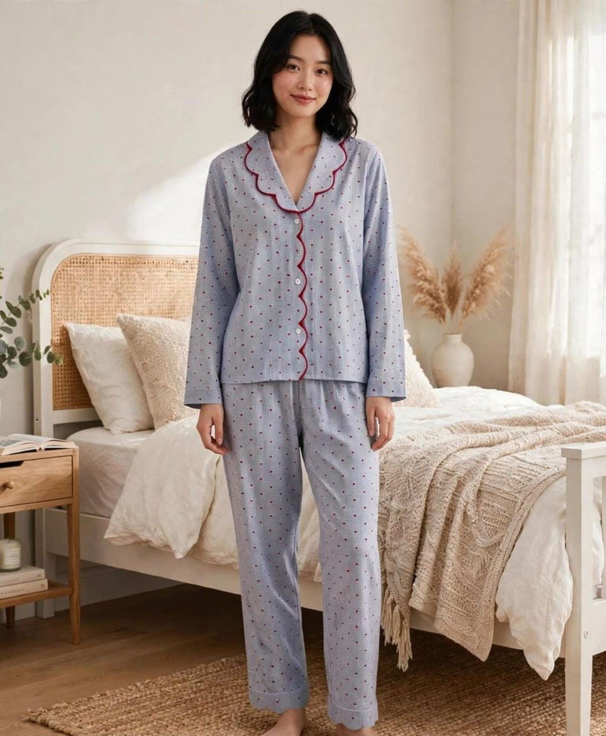 Grey Cutwork Pajama Set