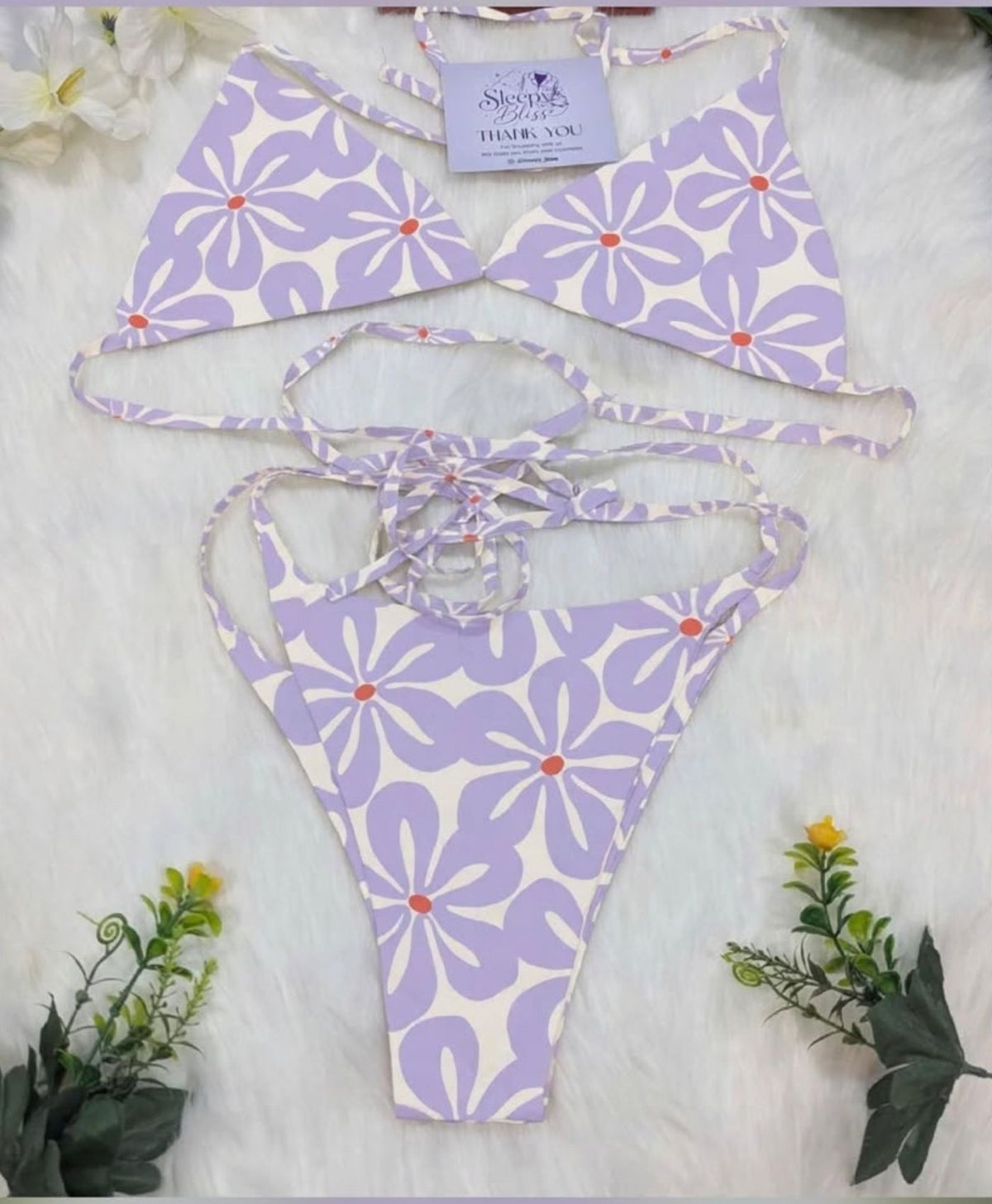 Purple Daisy Bra Set