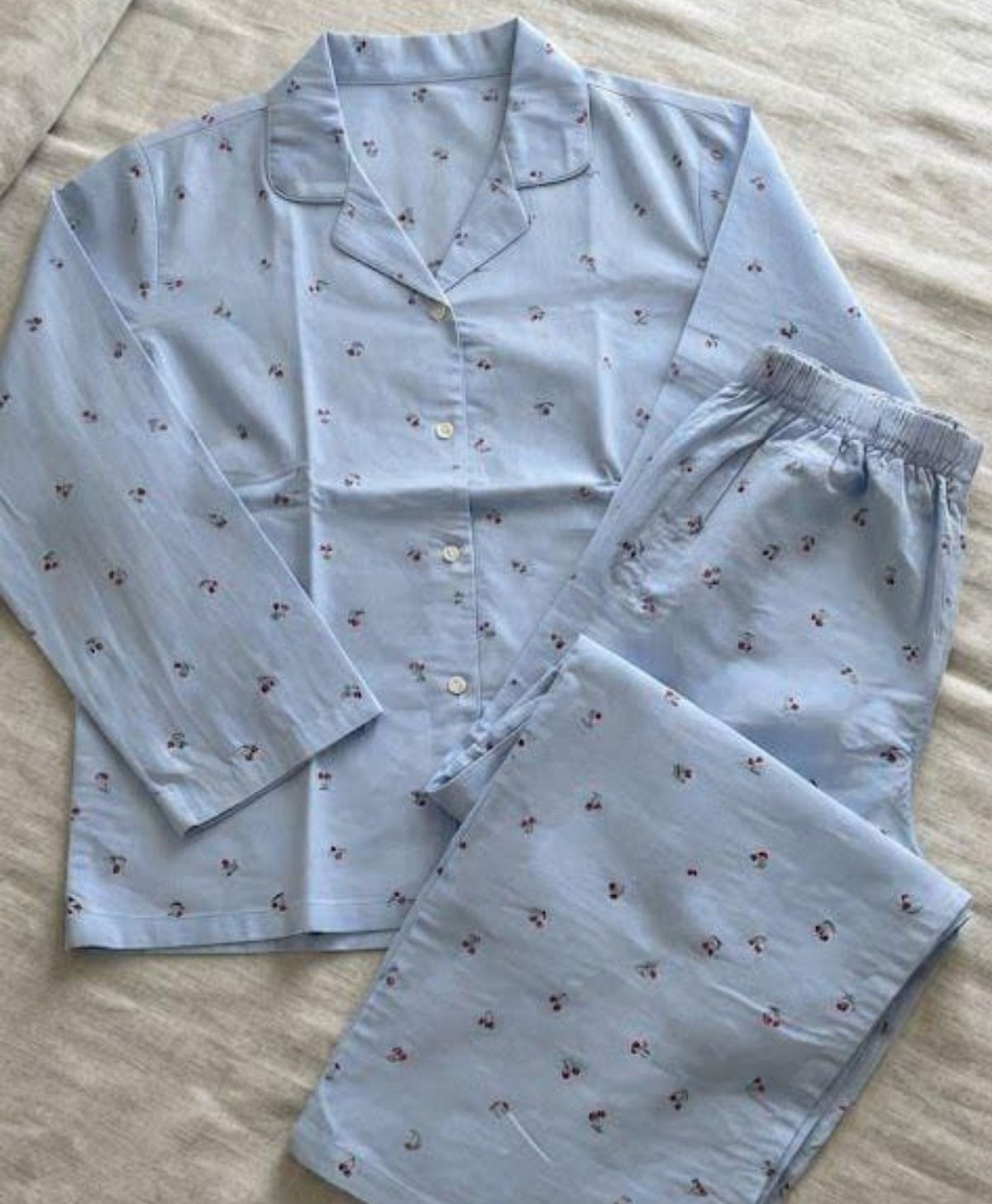 Light Blue Cherries Pajama Set