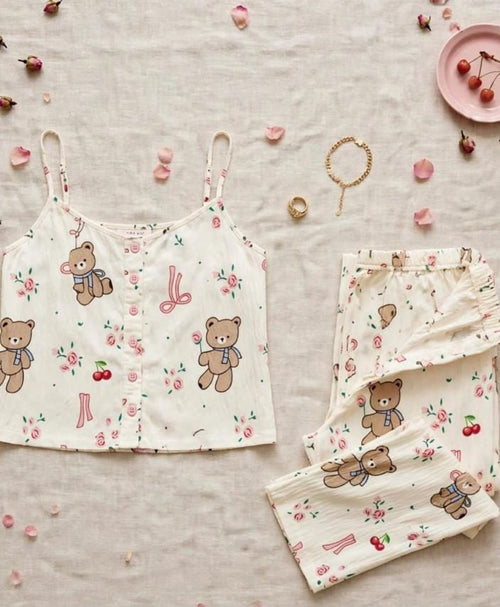 Bears & Ribbons Tanktop Set With Pajamas