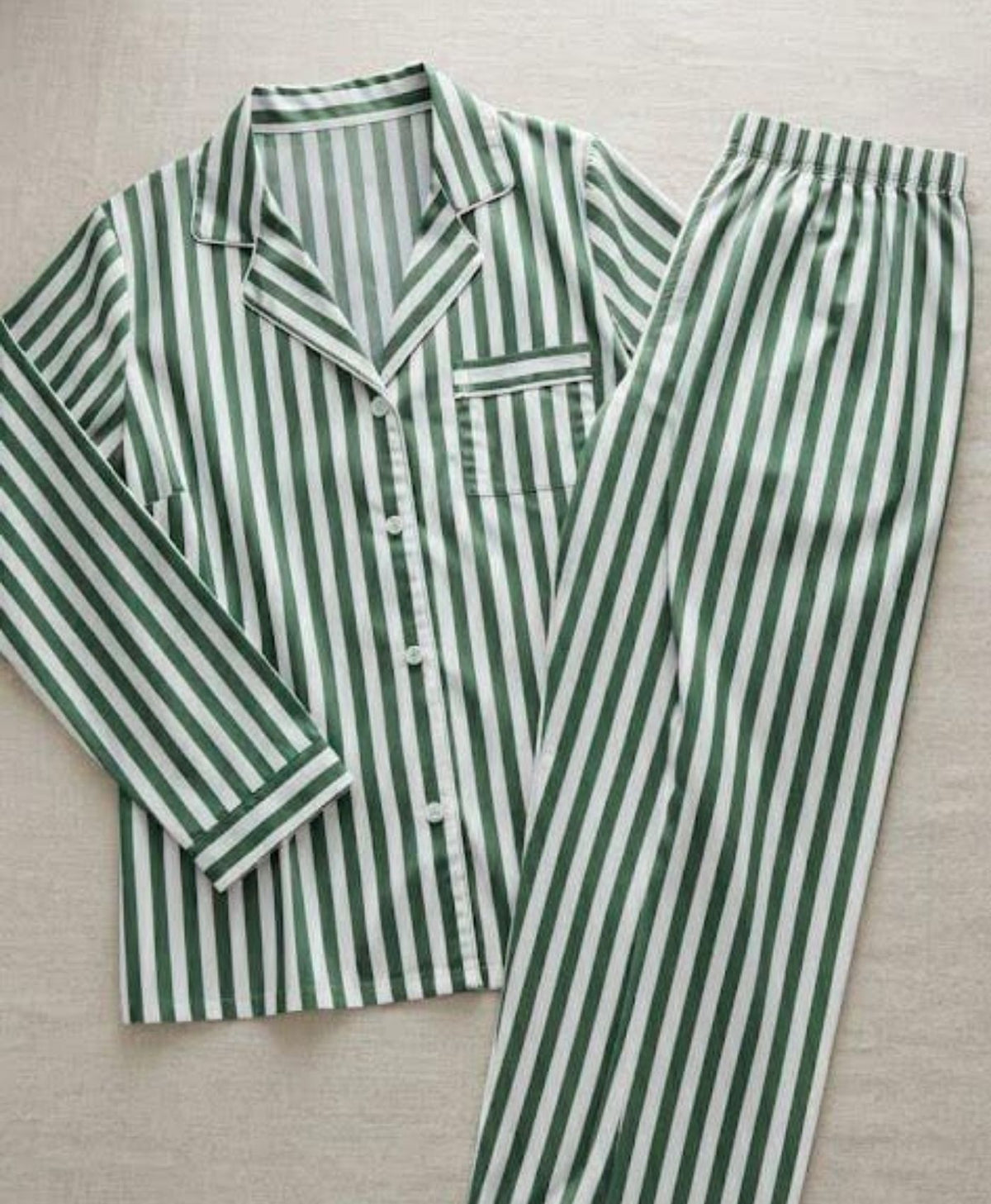 Green Stripes Pajama Set