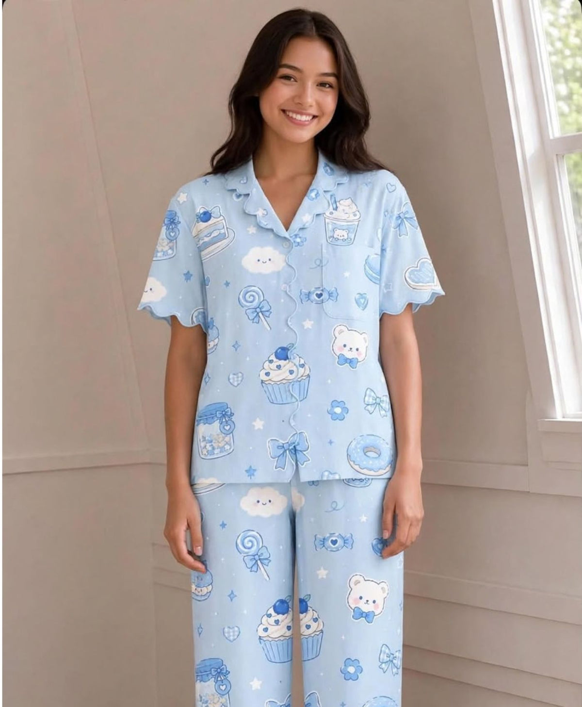 Blue Candy Bear Pajama Set