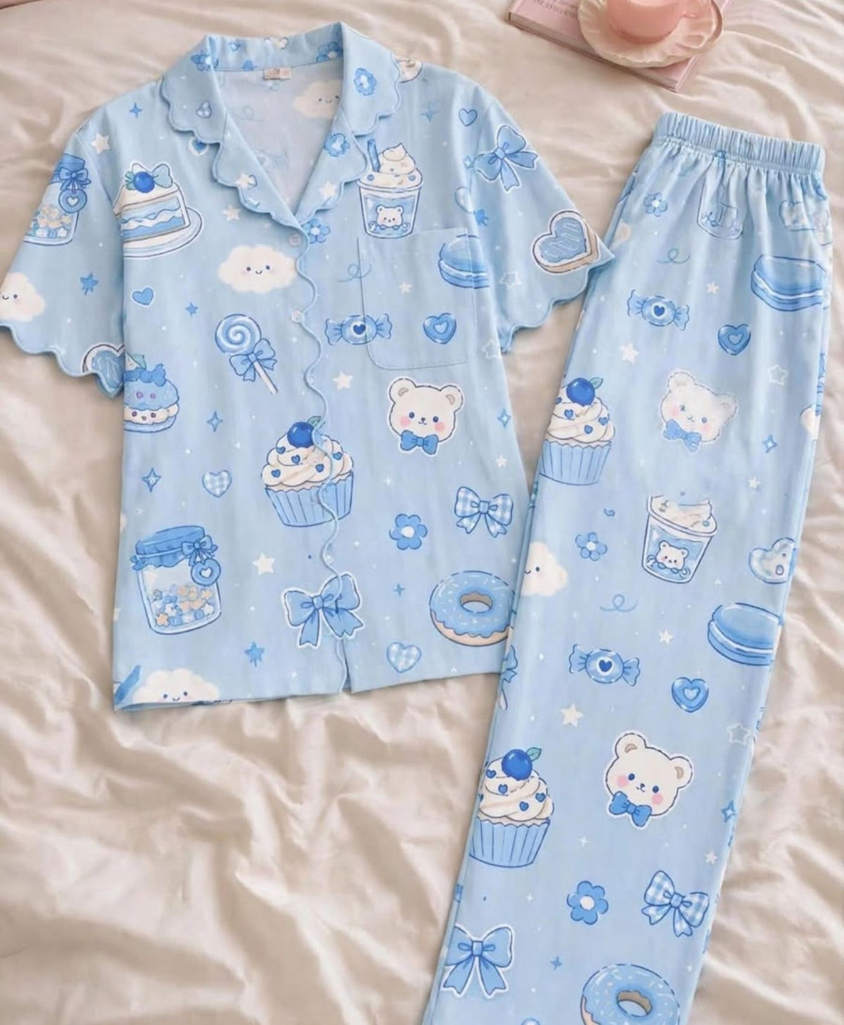 Blue Candy Bear Pajama Set