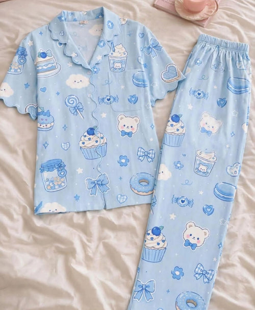 Blue Candy Bear Pajama Set