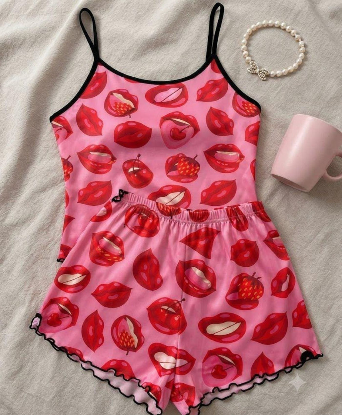 Cherry Lips Tanktop Set With Shorts
