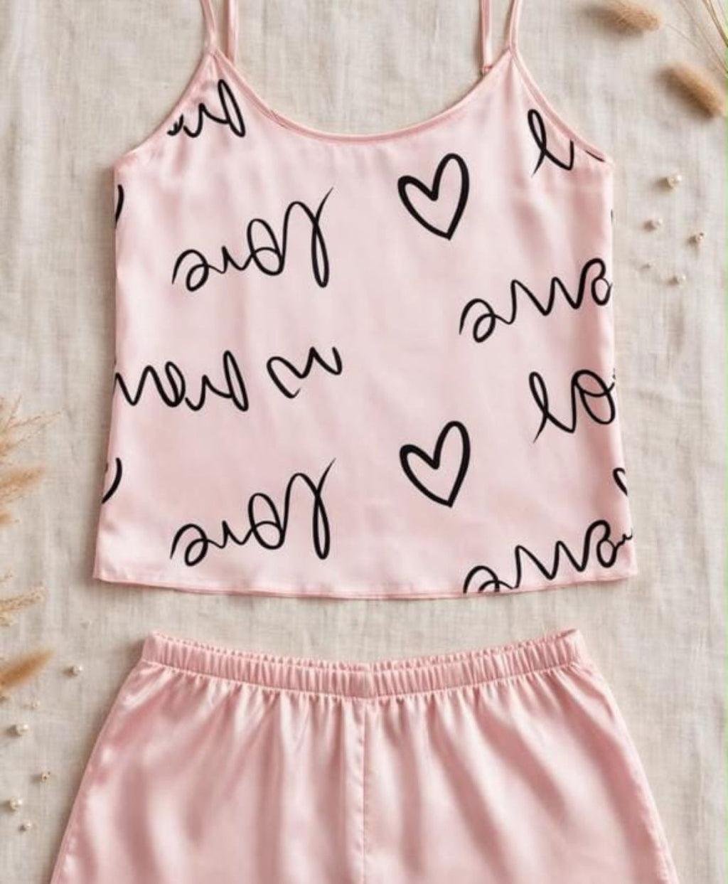 Blush Pink Tanktop Set With Shorts