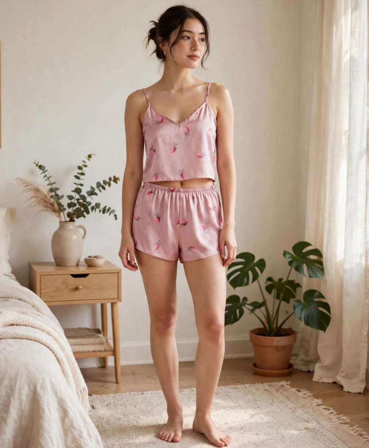 Blush Strawberry Tanktop Set With Shorts