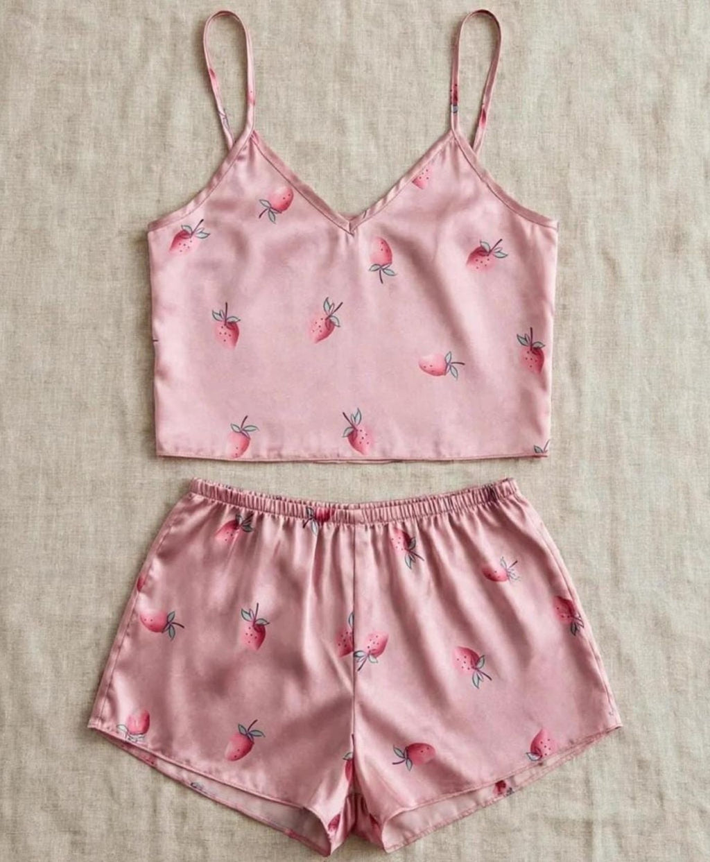 Blush Strawberry Tanktop Set With Shorts