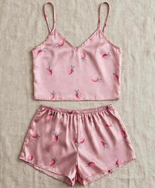 Blush Strawberry Tanktop Set With Shorts
