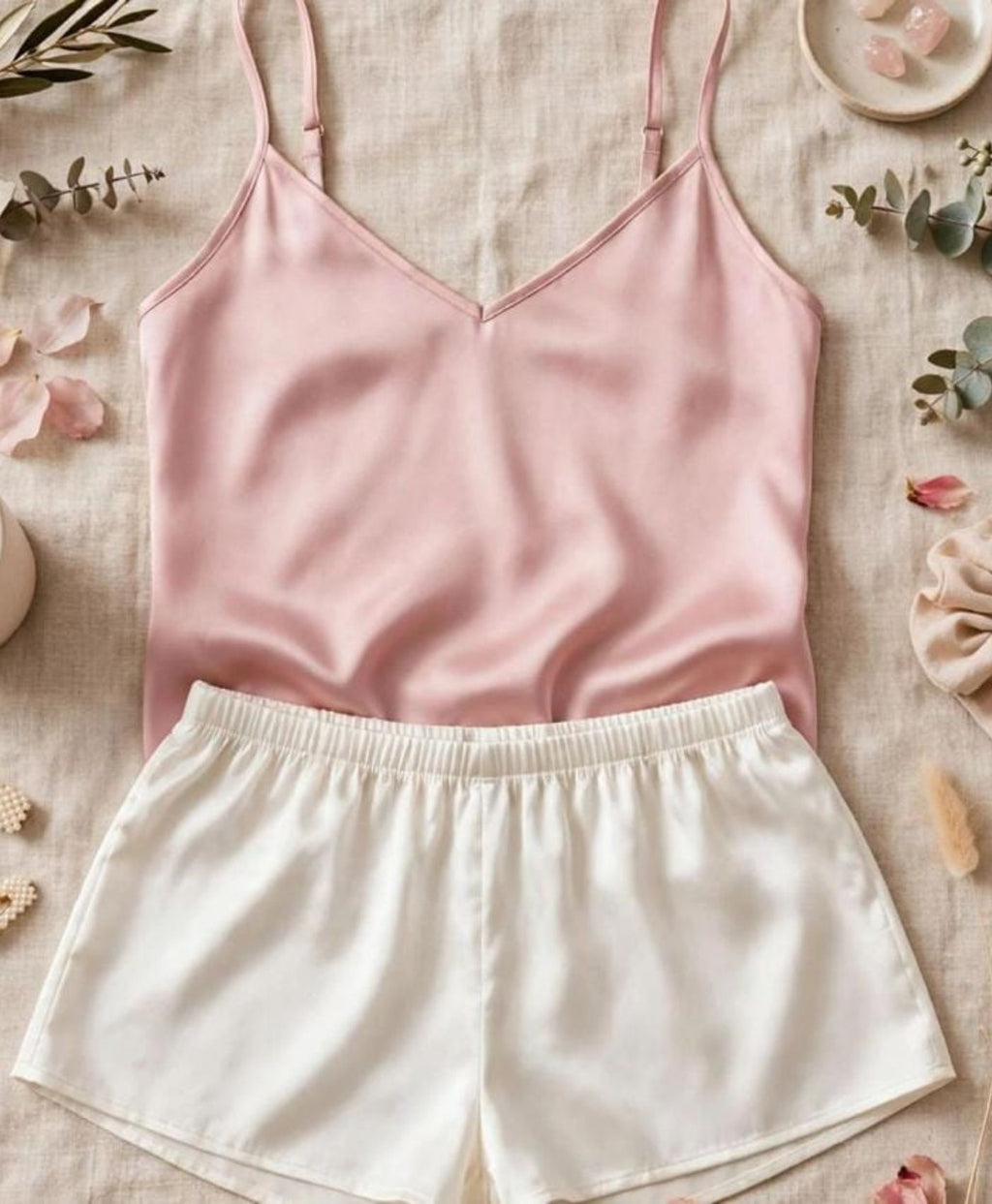 Blush Pink Multi Tanktop Set With Shorts