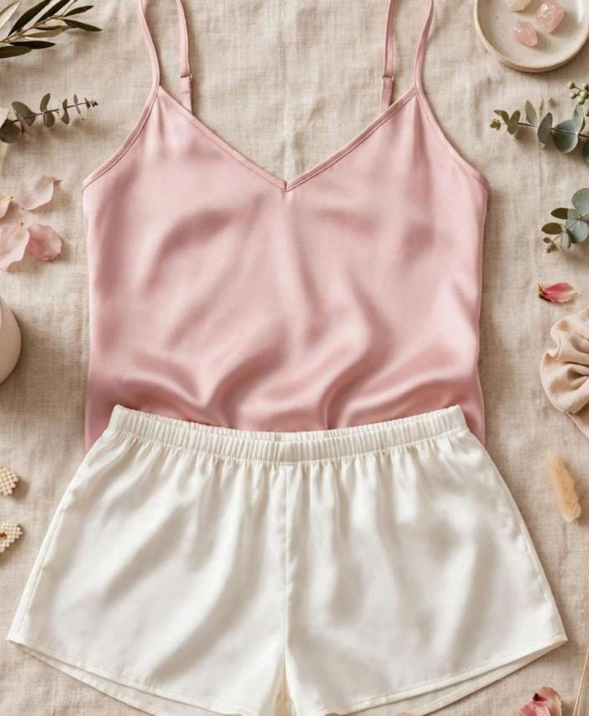 Blush Pink Multi Tanktop Set With Shorts
