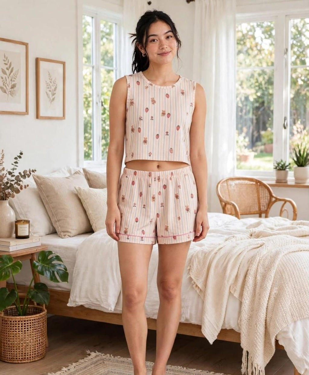 Strawberry Snuggles Tanktop Set With Shorts