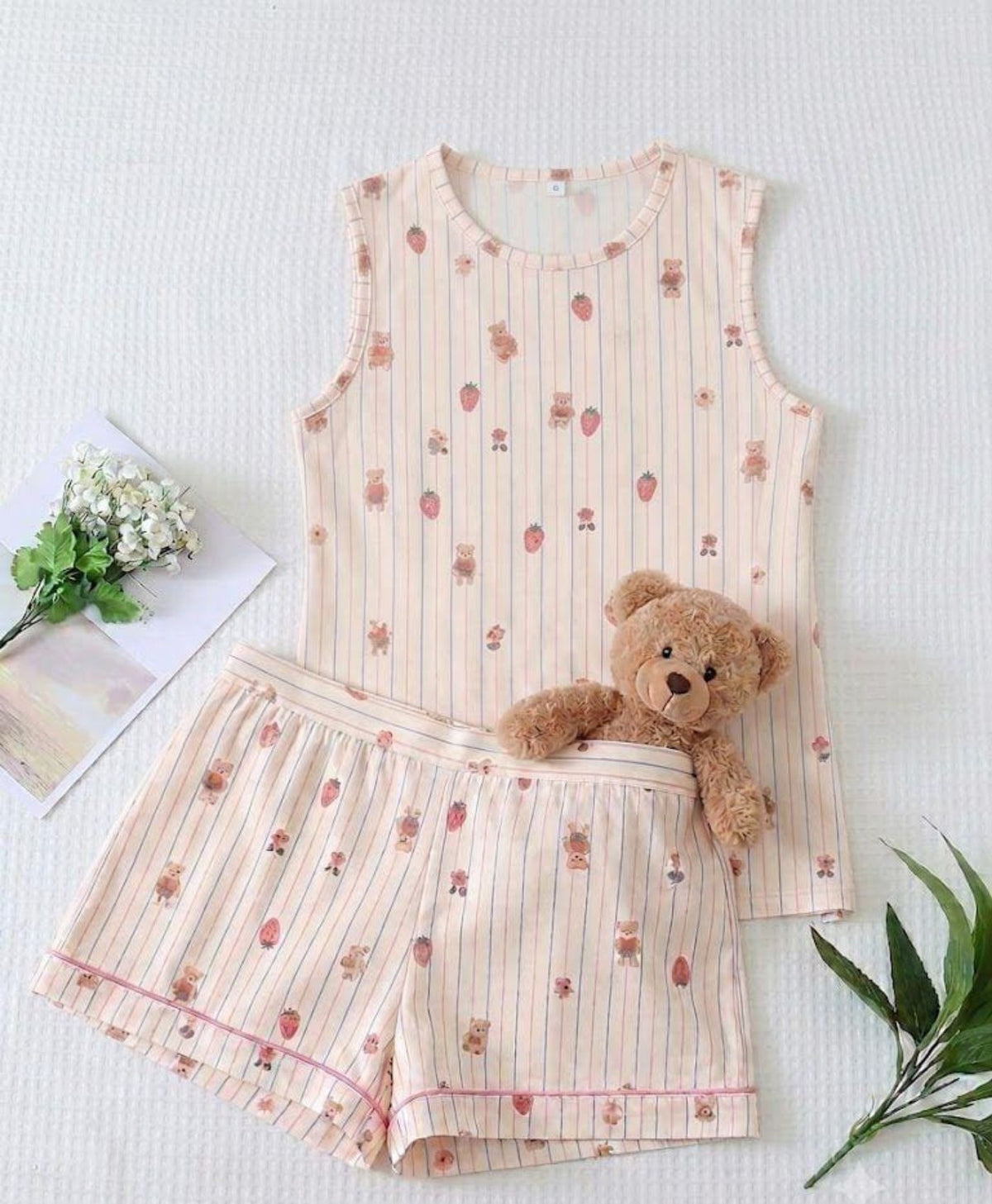 Strawberry Snuggles Tanktop Set With Shorts
