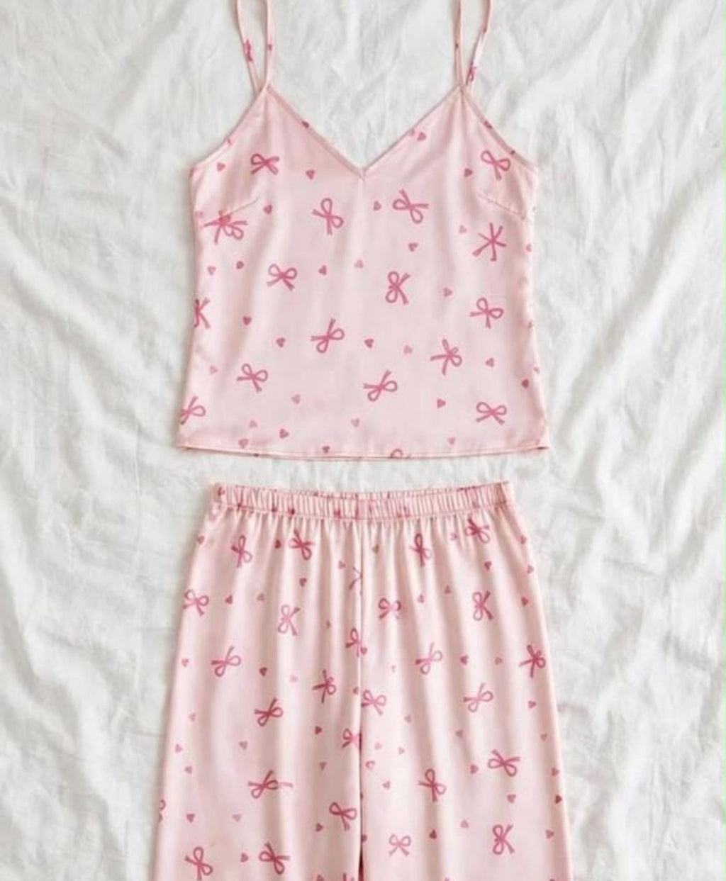 Pink Bow Tanktop Set With Pajamas