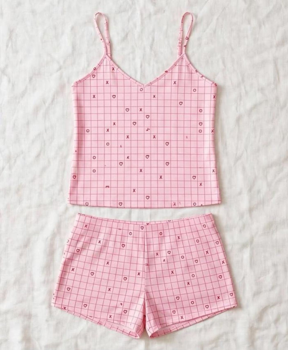Pink TicTacToe Tanktop Set With Shorts