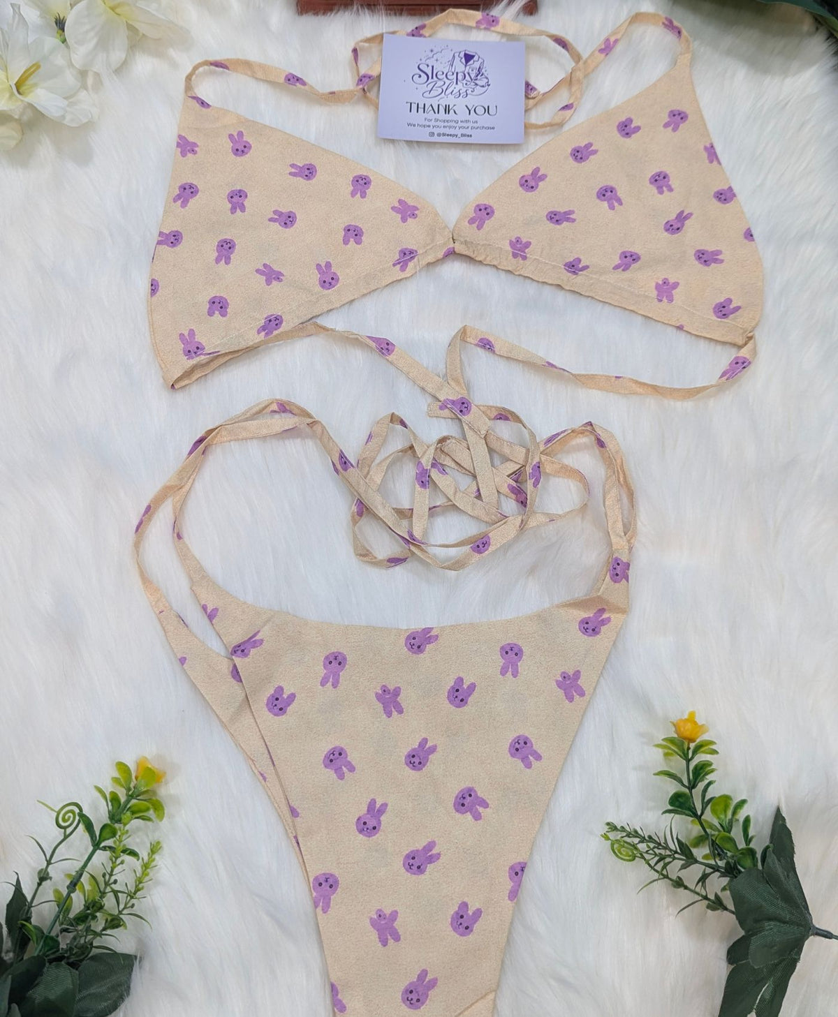 Purple Bunnies Bra Set