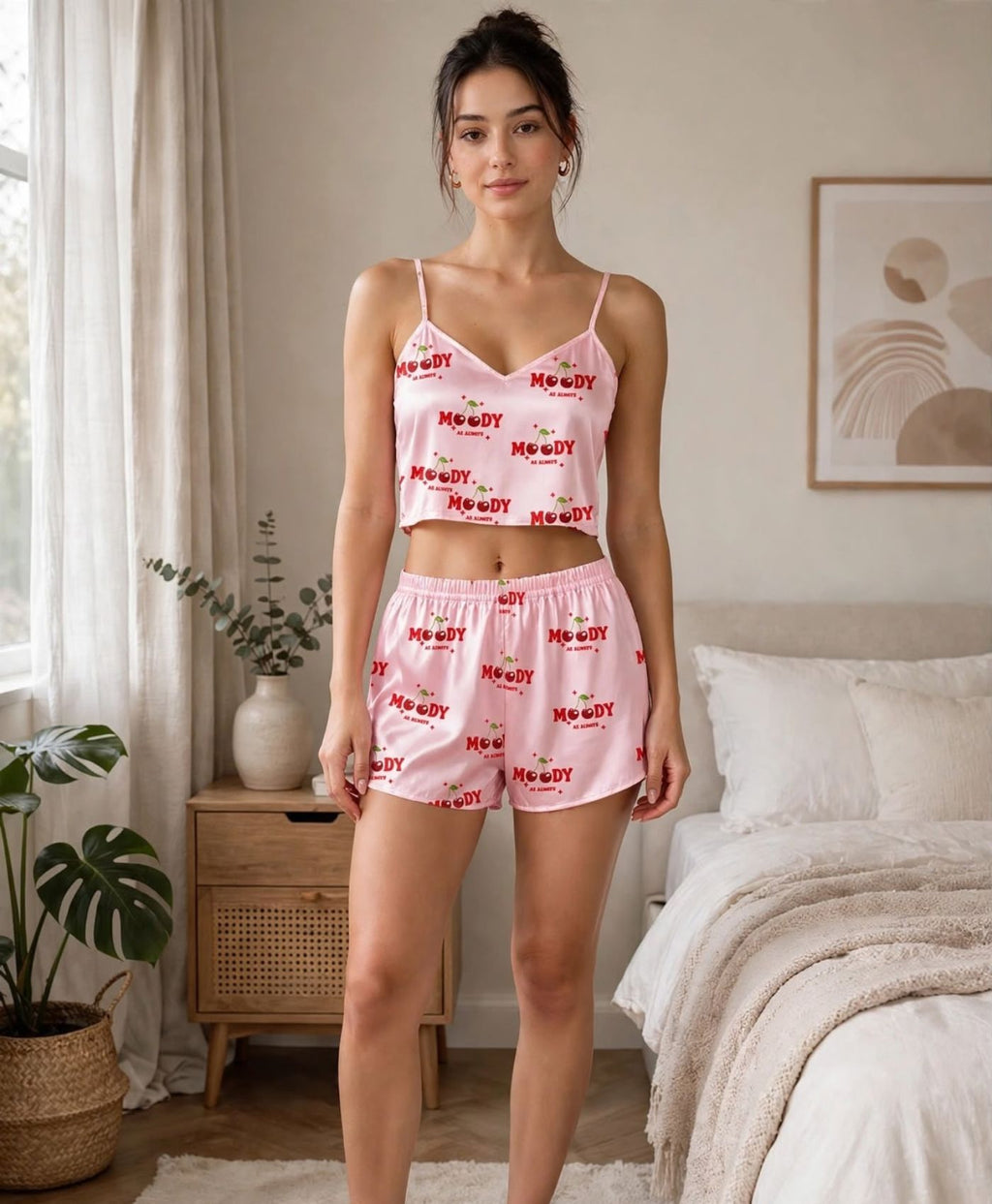 Moody Cherry Tanktop Set with Shorts