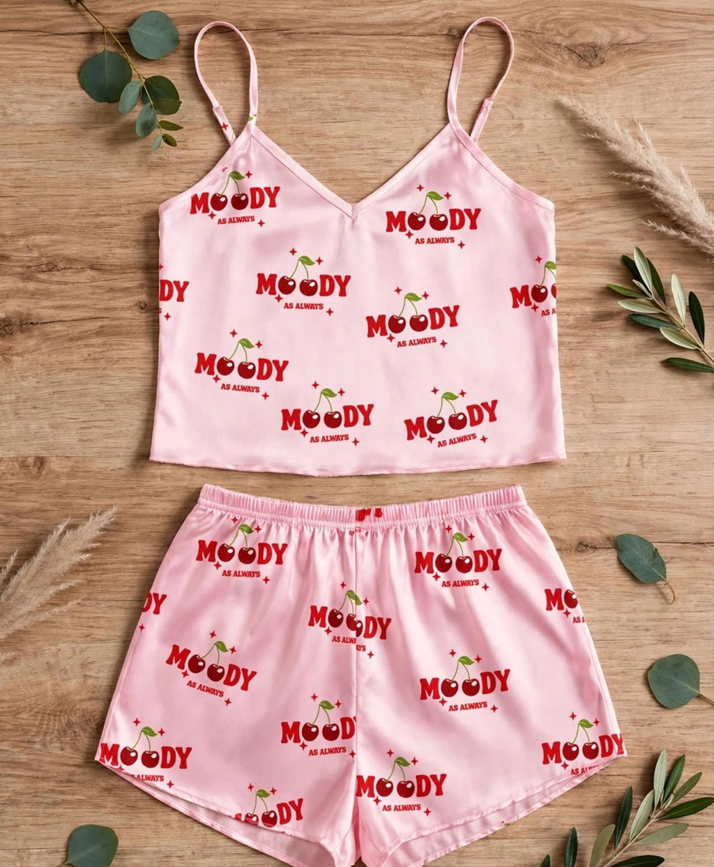 Moody Cherry Tanktop Set with Shorts