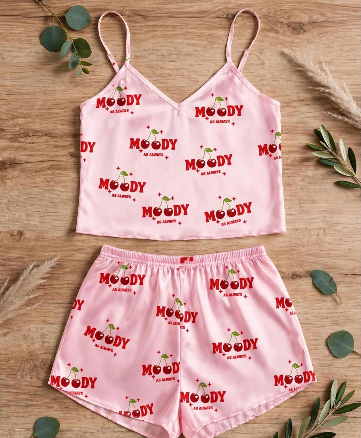 Moody Cherry Tanktop Set with Shorts