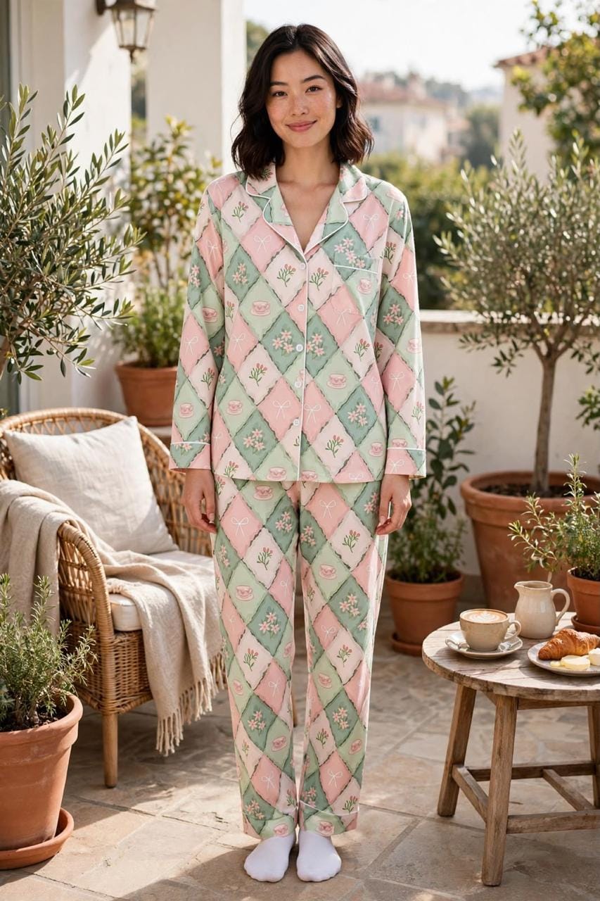 Multi Diamond Pajama Set