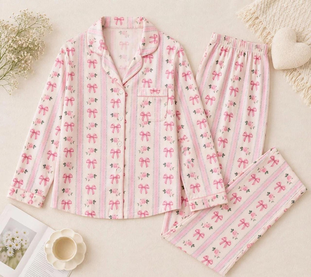 Pink Multi Ribbons Pajama Set