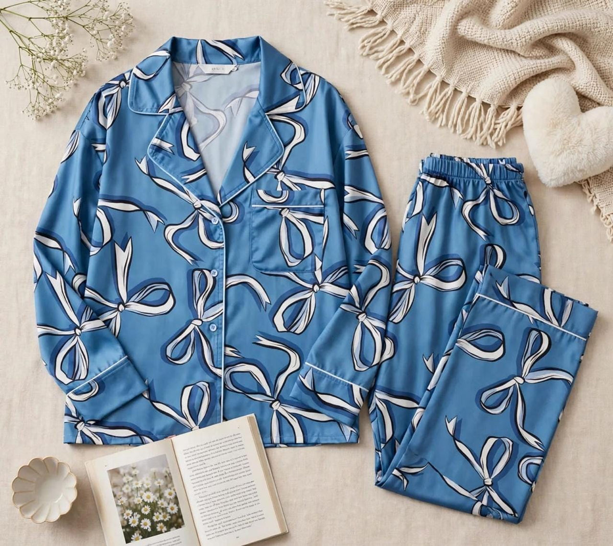 Blue Ribbons Pajama Set